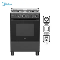MIDEA - COCINA DE PIE A GAS 4 HORNILLAS NEGRO - MGS24FS2LFABBC-PE