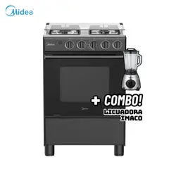 MIDEA - COCINA DE PIE A GAS 4 HORNILLAS NEGRO - MGS24FS2LFABBC-PE + LICUADORA IMACO