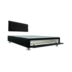 MUEBLES MACRUMO - Cama tapizada Brisa con sabanera - 1.5 Plz - Color Negro