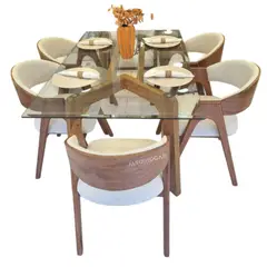 ALTO HOGAR - Juego de Comedor 6 Sillas Tauna Beige Madera Tornillo
