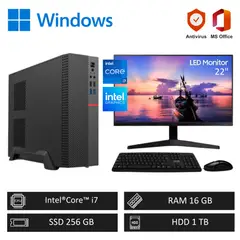 INTEL - Computadora PC ci7 3´80GHz 16GB RAM 256GB SSD+1TB HDD - Monitor 22´´ FHD