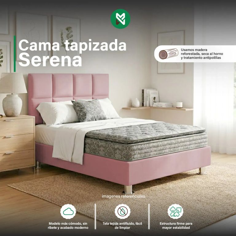Cama tapizada Serena + almohada - 2 Plz - Color Rosado