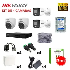 Hikvision - KIT 4 CÁMARAS DE SEGURIDAD FULL HD CON AUDIO DISCO SEAGATE 1TB