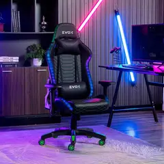 JOTA STORE - Silla Gamer Ergonómica Evox CT7014-RGB con Soporte Lumbar y Luces RGB