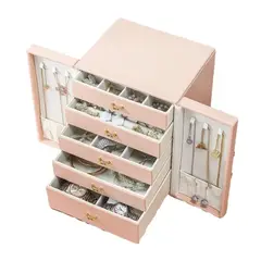 GENERICO - Joyero Organizador Portátil Rosa 5 Cajones Mas Laterales para Collares.