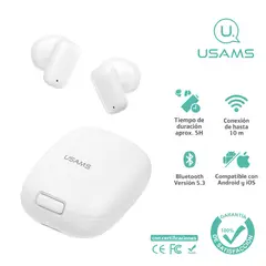 USAMS - Audífonos auriculares inalámbricos USAMS BT53 Blanco ID25
