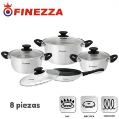 FINEZZA - Juego De Olla Lorenza 8 Piezas Fz-1053TS Acero Inox 18/10