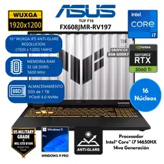 ASUS - Laptop TUF F16 Intel Core i7 (FX608JMR-RV197) RAM 32 GB SSD 1 TB 16"WUXGA Windows 11 PRO
