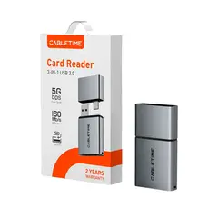 CABLETIME - Lector Memoria Cabletime 3en1 Microsd Sd Usb-a Usb-c