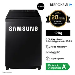 SAMSUNG - Lavadora 19 kg AI Wash EcoBubble WA80F19S8BPE Negra