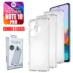 ASIA IMPORT - Combo Case Space Transparente Para Redmi Note 10 Pro