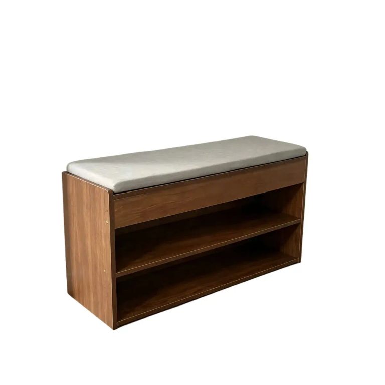 Zapatero Madera Con Asiento 2 Niveles 80x24x43