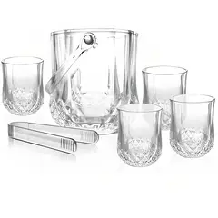 INSPIRA - Set Hielera de Vidrio mas 4 vasos Elegantes