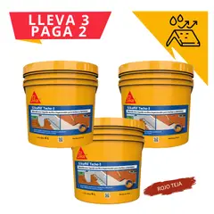 SIKA - 3x2 Impermeabilizante para Techos Sikafill Techo 3 x 4L Rojo Teja