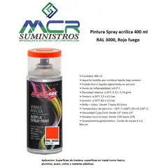 AMBROSOL - PINTURA EN SPRAY ACRILICA 400 ML RAL 3000 Rojo fuego