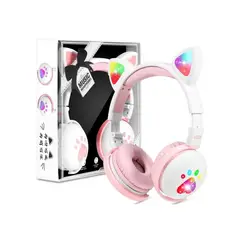 GENERICO - Audífonos Bluetooth Oreja de Gato con Luz LED BK1 Blanco