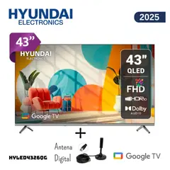 HYUNDAI - TELEVISOR 43 QLED SMART TV GOOGLE TV FHD HYLED4326QG + ANTENA