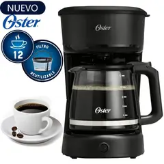 OSTER - Cafetera 12 Tazas de Filtro Reutilizable BVSTDCS121B
