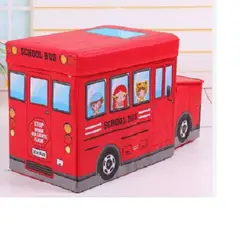 GENERICO - Caja Puff Organizador con Tapa de Juguetes para Niños color Rojo