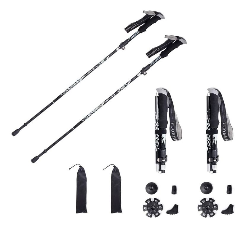 Juego de dos bastones de trekking plegables para exteriores