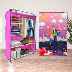 GENERICO - ROPERO ARMABLE DE 2 CUERPOS TELA CON DISEÑO: NOVIOS