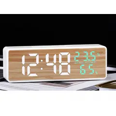 GENERICO - Reloj Despertador LED Alarma Digital con Pantalla de Madera Grande
