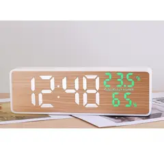 GENERICO - Reloj Despertador LED Alarma Digital con Pantalla de Madera Grande