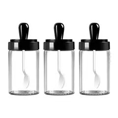 GENERICO - Set x5 Condimenteros Especieros Frascos de Vidrio con Cucharita