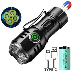 GENERICO - Linterna LED Compacta, Imán, Clip y 8 Modos de Luz