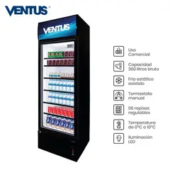 VENTUS - Visicooler Vertical 360Lt LG-360 LED - Negro