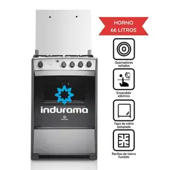 INDURAMA - COCINA A GAS CORUÑA 4 QUEMADORES CROMA