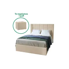 MUEBLES MACRUMO - Cama tapizada Miki King 2 tarimas+ Cabecera con bastones + puff gratis