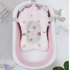 GENERICO - Bañera plegable para bebes antideslizante mas cojín Rosado