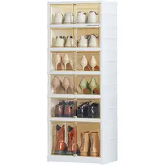 EVERSO - Zapatera Plegable 6 Niveles Caja Organizador Instalación Transparente