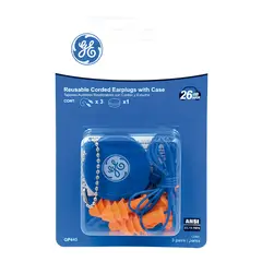 GENERAL ELECTRIC - Tapones Auditivos Reutilizables con Cordón y Estuche 3 pares