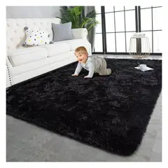 GRETAIL - Alfombra De Felpa Piso Decorativo 150cm x 80cm Negra