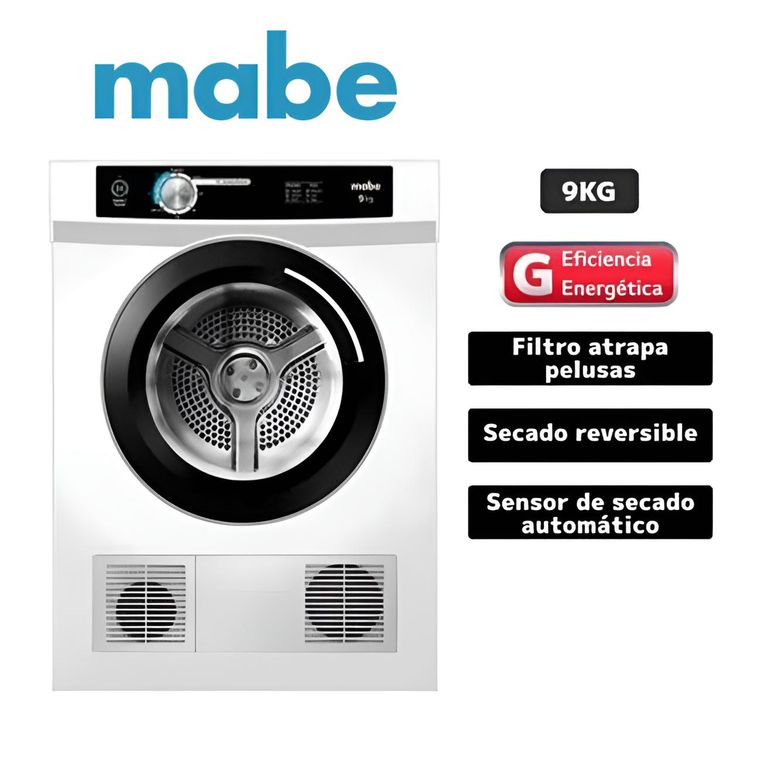 Secadora de Ropa Mabe 9kg Carga Frontal con Evacuación SEM090VBBB0