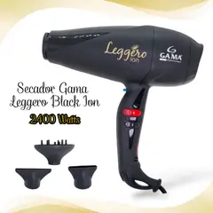 GAMA - Secadora Profesional Leggero Ion 2400 watts - NEGRO