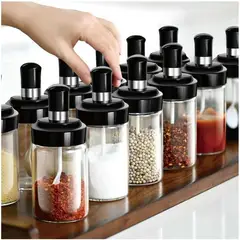 OEM - Set x5 Condimenteros Especieros de Vidrio con Cucharita