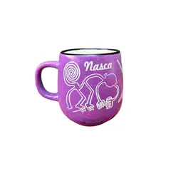 ACHALLAY ARTESANIA DE BARRO - Taza Líneas de Nasca Morado 450 ml