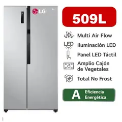 LG - Refrigeradora LS51BPP 509L Multi Air Flow Side By Side Plateada