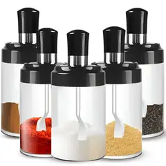 OEM - Set x5 Condimenteros Especieros de Vidrio con Cucharita