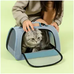 INSPIRA MARKET - Bolso Transportador para Mascotas Gatos Celeste Acero