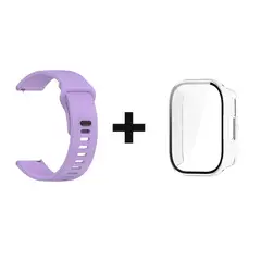 GENERICO - CORREA DE SILICON LILA +BUMPER TRANSPARENTE PARA XIAOMI REDMI WATCH 5 ACTIVE