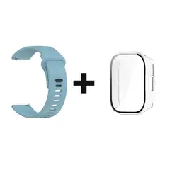 GENERICO - CORREA DE SILICON CELESTE +BUMPER TRANSPARENTE PARA XIAOMI REDMI WATCH 5 LITE
