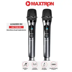 MAXTRON - Microfono Professional LEADER RX MX7218RX Dual Inalambrico