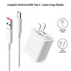 GENERICO - Cargador Huawei 66W Tipo C Super Carga Rápida