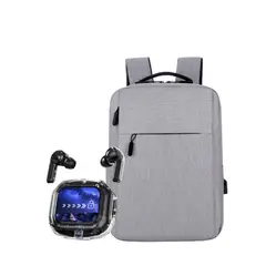 GENERICO - Audífonos Bt Headphones Tws Negro + Mochila Laptop Impermeable Gris