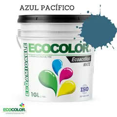 ECOCOLOR - PINTURA ECOLÓGICA ECOACRILICO MATE AZUL PACIFICO 1GL