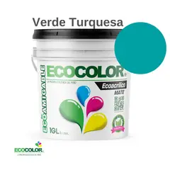 ECOCOLOR - PINTURA ECOACRILICO MATE VERDE TURQUESA 1GL